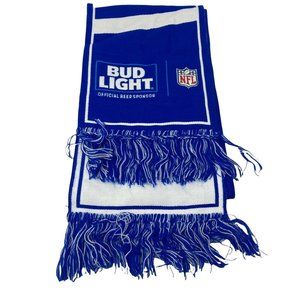NFL Budlite Scarf Blue White New In Bag Spell Out Fringe